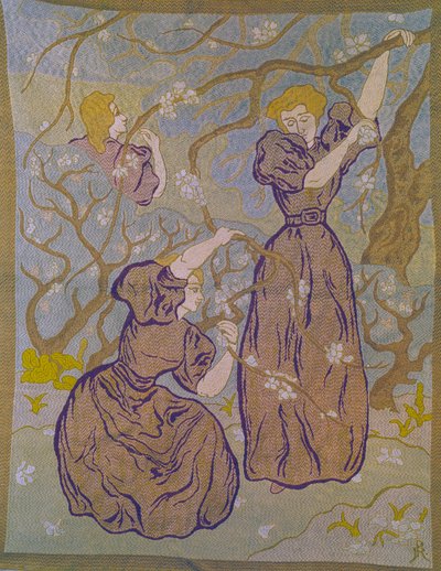 Dos mujeres bajo un árbol en flor. Tapiz de Paul Ranson (1864-1909) de Paul Elie Ranson