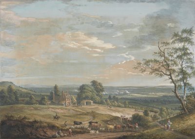 Una vista lejana de Maidstone, desde Lower Bell Inn, Boxley Hill de Paul Sandby