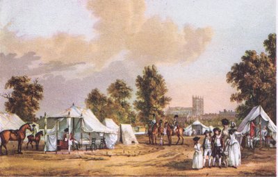 Un campamento militar en el Parque St James durante los disturbios de Gordon, de British Adventure publicado por Collins, 1947 de Paul Sandby