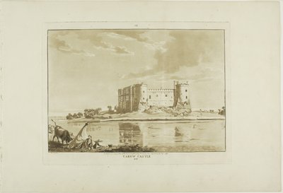 Castillo de Carew, lámina ocho de Doce vistas de Gales de Paul Sandby