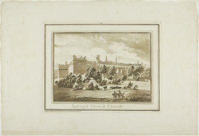 Palacio Episcopal de St. Davids, lámina doce de Doce vistas del sur de Gales de Paul Sandby
