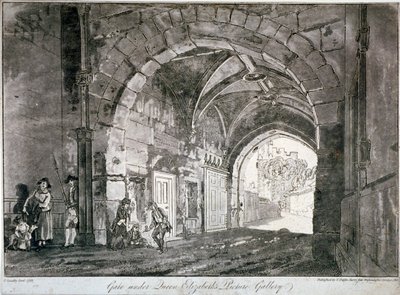 Puerta bajo la Galería de Imágenes de la Reina Isabel, Castillo de Windsor, Berkshire, 1812 de Paul Sandby