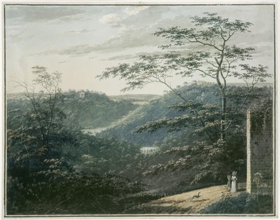 Paisaje con cascada y templo de Paul Sandby