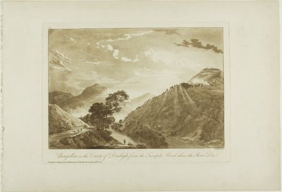 Llangollin en el condado de Denbigh, desde la carretera de peaje sobre el río Dee de Paul Sandby