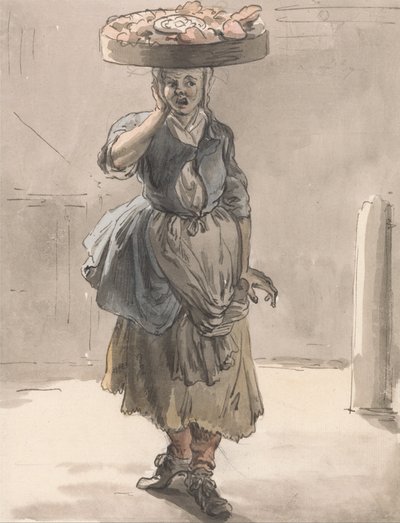 Gritos de Londres- Una Chica con una Cesta en la Cabeza (Luces para los Gatos, Hígado para los Perros) de Paul Sandby