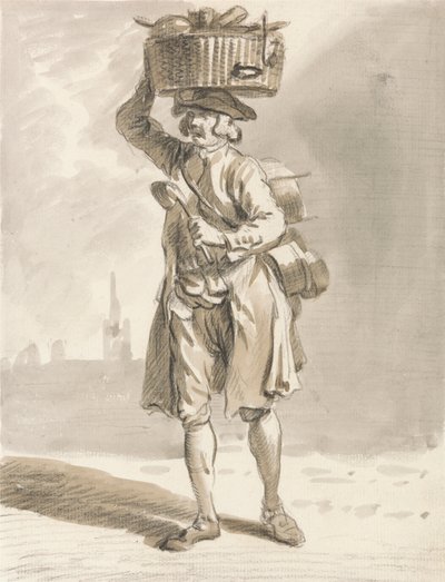 London Cries: Un hombre con una cesta (Hombre vendiendo ollas y sartenes) de Paul Sandby