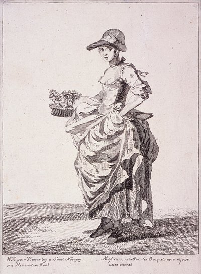 Vendedor de ramos y libros de notas, Gritos de Londres, 1760 de Paul Sandby