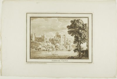 Castillo de Pembroke, de Doce vistas en aquatinta de dibujos tomados en el lugar en Gales del Sur de Paul Sandby