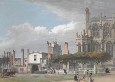 Capilla de San Jorge, Windsor, y entrada al claustro de los cantores de Paul Sandby
