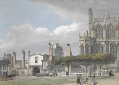Capilla de San Jorge, Windsor, y la entrada al Claustro de los Cantores, c.1768 de Paul Sandby