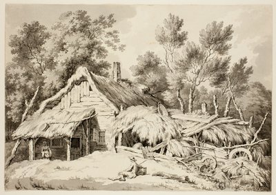 Casa de campo con tejado de paja de Paul Sandby