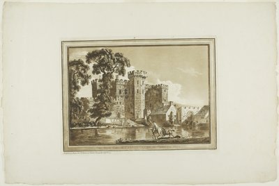 La puerta sur del castillo de Cardiff en Glamorgan Shire, de Doce vistas en aguafuerte de dibujos tomados en el lugar en Gales del Sur de Paul Sandby