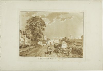 La Puerta Oeste de Cardiff en Glamorshire, lámina uno de Doce vistas de Gales de Paul Sandby