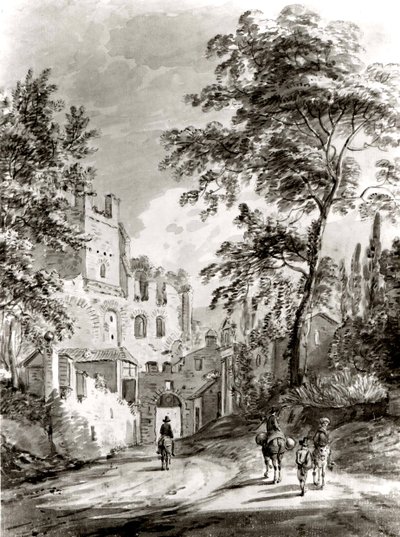 Viajeros entrando en una ciudad, 1751-1809 de Paul Sandby