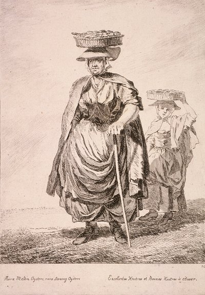Dos vendedores de ostras, Gritos de Londres, 1760 de Paul Sandby