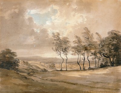 Vista de Hampstead Heath (acuarela sobre papel) de Paul Sandby