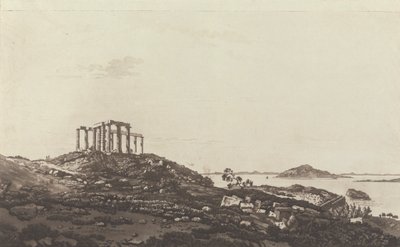 Vistas en Levante: Templo en ruinas en la colina de Suninum con vistas a las islas de Paul Sandby