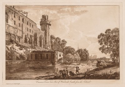 Vistas del castillo de Warwick: Torre de César y parte del castillo de Warwick desde la isla, 1776 de Paul Sandby