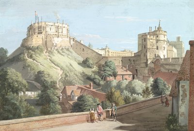 Castillo de Windsor: la Torre Redonda, la Corte Real y la Torre del Diablo desde la Vara Negra de Paul Sandby