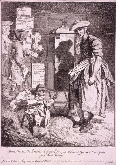 Mujer con un espectáculo raro, Gritos de Londres, 1760 de Paul Sandby