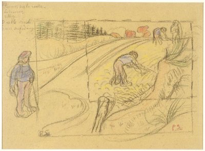 Bauern auf einem Feld (recto); Prozession bretonischer Frauen mit Studie von zwei weiblichen Figuren (verso) de Paul Sérusier