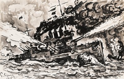 Acorazado combatiendo de Paul Signac