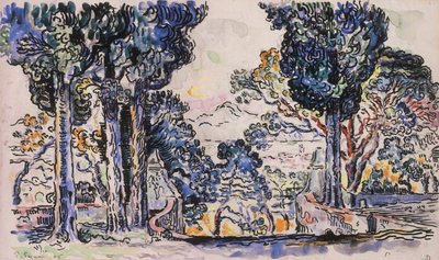 Cipreses en Sainte-Anne Saint-Tropez de Paul Signac