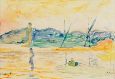 Entrada al puerto de Saint-Tropez al atardecer de Paul Signac