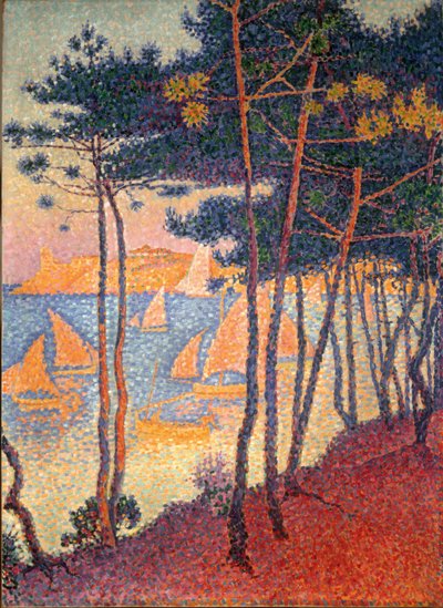 Velas y pinos de Paul Signac
