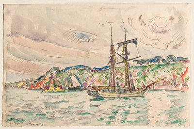 Barcos cerca del Río Trieux de Paul Signac