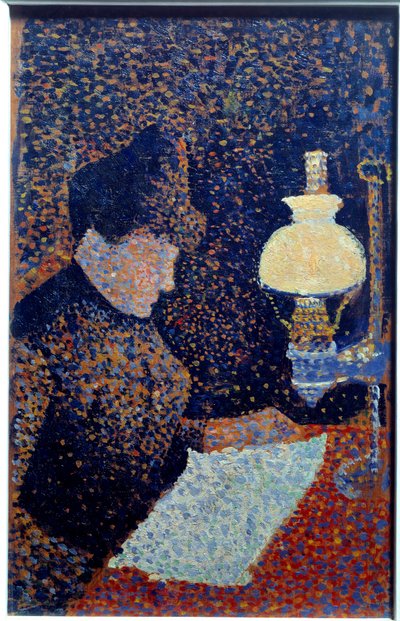 Mujer bajo la lámpara. Puntillismo. Pintura de Paul Signac de Paul Signac