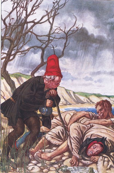 Cuatro patas y dos voces: ¡Un monstruo muy delicado!, ilustración de La Tempestad, 1908 de Paul Vincent Woodroffe