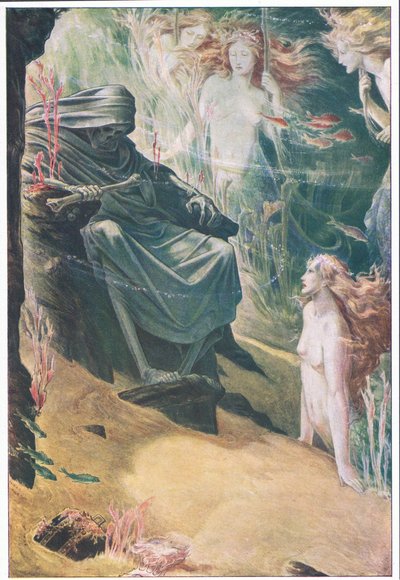 A cinco brazas de profundidad yace tu padre: de sus huesos están hechos de coral, ilustración de La Tempestad, 1908 de Paul Vincent Woodroffe