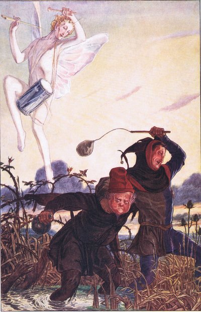 Lidera monstruo, seguiremos. Ojalá pudiera ver a Taboreri: Él lo pone, ilustración de La Tempestad, 1908 de Paul Vincent Woodroffe