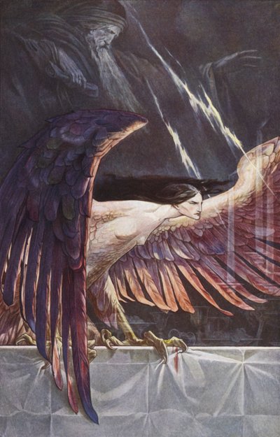 La Tempestad de William Shakespeare, Acto III, Escena 3 (litografia en color) de Paul Vincent Woodroffe