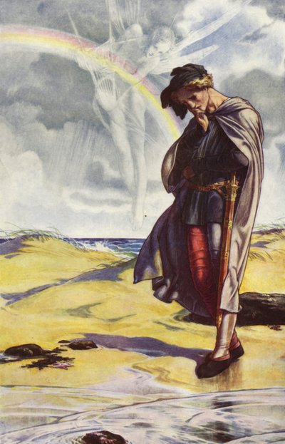 La Tempestad de William Shakespeare, Acto I, Escena 2 (litografia en color) de Paul Vincent Woodroffe
