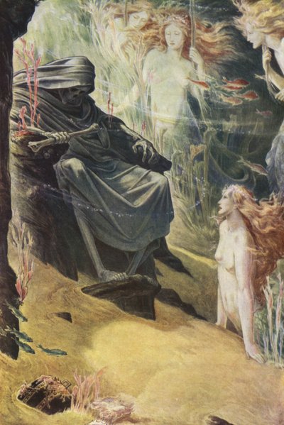 La Tempestad de William Shakespeare, Acto I, Escena 2 (litografia en color) de Paul Vincent Woodroffe