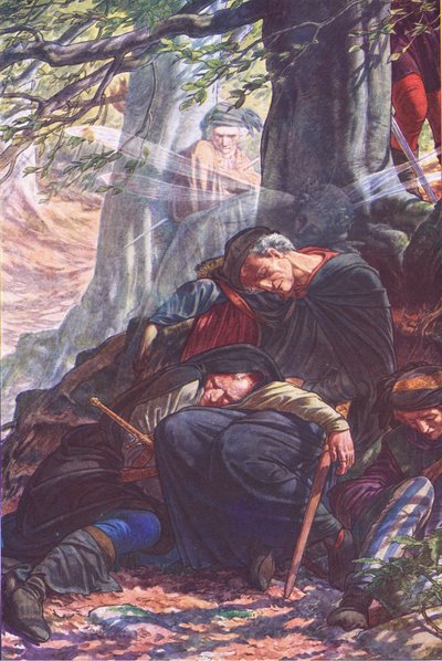 Mientras aquí duermes roncando, ilustración de La Tempestad, 1908 de Paul Vincent Woodroffe