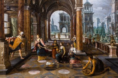 Salomón recibe en su palacio a la reina de Saba de Paul Vredeman de Vries