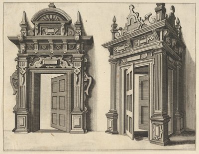 Dos Portales de Madera de Verscheyden Schrynwerck de Paul Vredeman de Vries