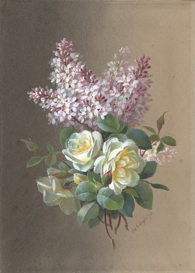 Flores: Rosas y lilas, finales del siglo XIX-principios del siglo XX de Paul de Longpré