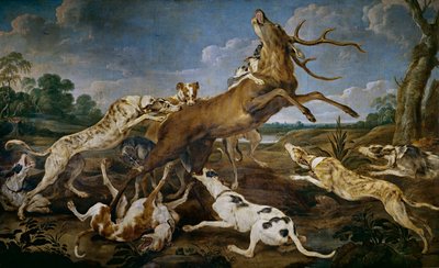 Caza del ciervo (óleo sobre lienzo) de Paul De Vos