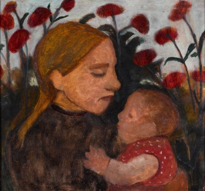 ""Young girl with a child"" (Niña con niño) Pintura de Paula Modersohn-Becker (1876-1907) - 1902 - Óleo sobre cartón Dim 66,3x71 cm Gemeentemuseum Den Haag (La Haya) Países Bajos de Paula Modersohn Becker