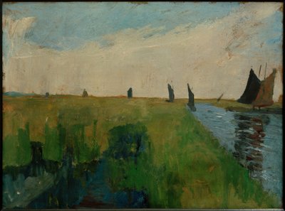 Paisaje de Hamme con barcas de turba de Paula Modersohn Becker
