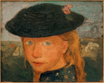 Cabeza de una niña pequeña con sombrero de paja de Paula Modersohn Becker