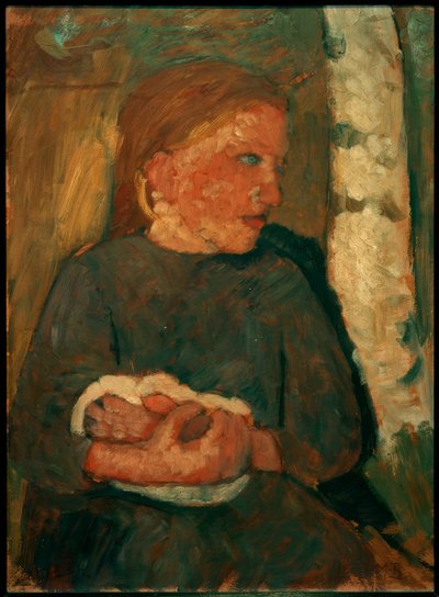Niña con conejo en el brazo de Paula Modersohn Becker