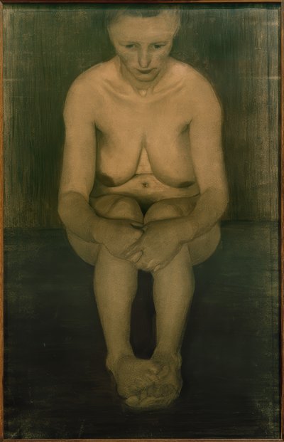 Desnudo femenino sentado, de frente con pies cruzados de Paula Modersohn Becker
