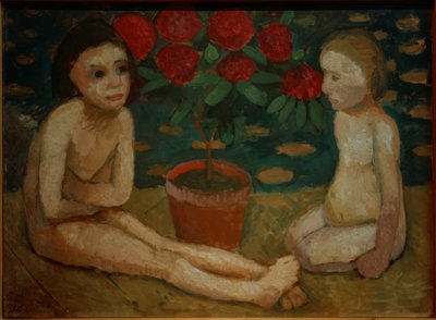 Dos niños sentados desnudos de Paula Modersohn Becker