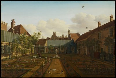 Vista de un jardín de casa de ciudad en La Haya, 1775 de Paulus Constantijn la Fargue
