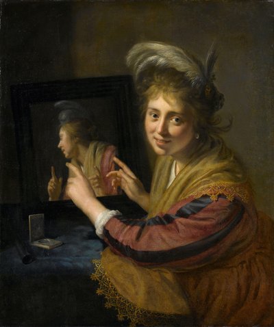 Chica en el espejo de Paulus Moreelse
